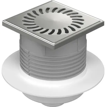 Podlahová vpusť spodní D50, NEPTUN, límec, nerez rámeček, mřížka SUN 125