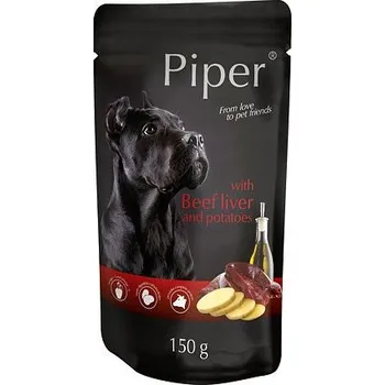 Krmivo pro psa PIPER s hovězími játry a bramborami, kapsička pro psy 150 g