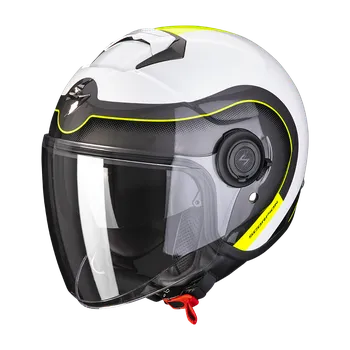 Helma na motorku Moto přilba SCORPION EXO-CITY ROLL perleťová bílo/fluo žlutá M