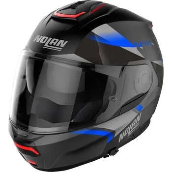 Helma na motorku Moto helma Nolan N100-6 Paloma Flat Black/Blue N-COM 26 Černá 3XL