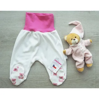 Dupačky AMÁLKA Bavlněné polodupačky, capky růžoví medvídci Velikost: 56