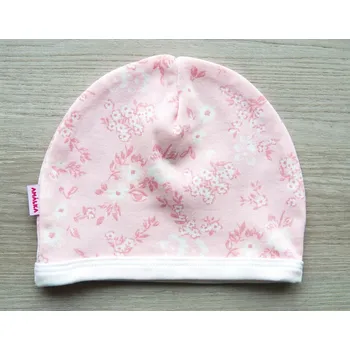 Kojenecká čepice AMÁLKA Bavlněná čepička saporka, květinky Velikost: 74-80