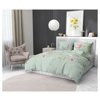 Povlečení Francouzské bavlněné povlečení DELUX 240x200, 70x90cm BOTANICA zelená