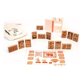 DWOOD Tchaj room boom 13 dílů - doplněk k dřevěné stavebnici s příběhem