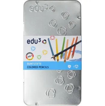 Pastelka EDU3 Trojhranné pastelky K12, tuha 3 mm, 12 barev v kovové krabičce