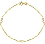 Zlatý náramek Singapur ze žlutého zlata se zlatými korálky a přírodní perlou - 1,2 mm varianta 17 cm FNN1142BGY-17 cm