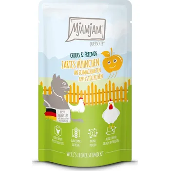 Krmivo pro kočku MjAMjAM Quetschie Chicks & Friends Kuře s jablkem 12x125 g