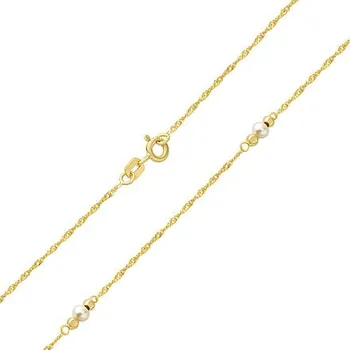 Řetízek Zlatý náhrdelník Singapur ze žlutého zlata se zlatými korálky a přírodní perlou - 1,2 mm varianta 42 cm FNN1142NGY-42 cm