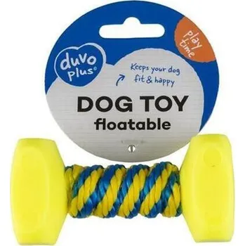 Hračka pro psa Hračka DUVO+ Činka plávajúca s lanom, modro/žltá, priemer 10x5cm