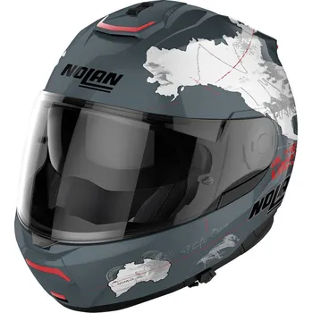 Helma na motorku Moto helma Nolan N100-6 Legend Checa Slate Grey N-COM 30 Šedá XL