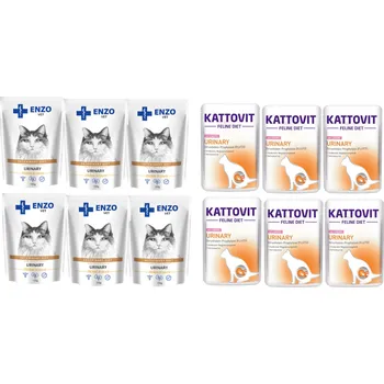 Krmivo pro kočku Kattovit Feline Diet Urinary Losos 6x85g + ENZO VET Urinary s kuřecím masem 6x100g