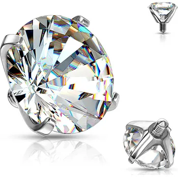 Piercing Šperky4U Microdermal - ozdobná část 4 mm, čirý zirkon - MD01049-4C