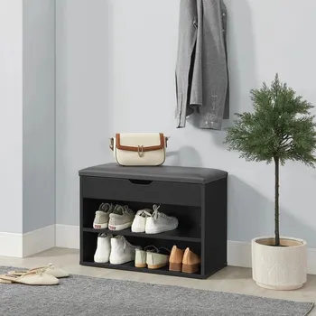 Botník Dřevěný botník 60 x 30 x 44 cm | Černá