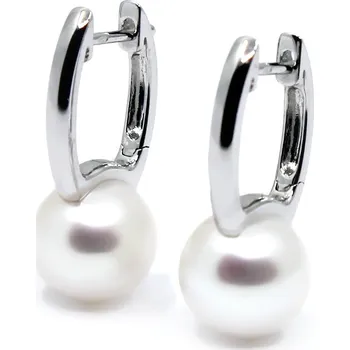 Náušnice Leru Perlové visací náušnice bílé zlato s perlou 10mm