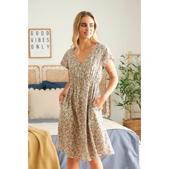 Dámské pyžamo Dámská noční košilka s jemným potiskem květů Velikost: S