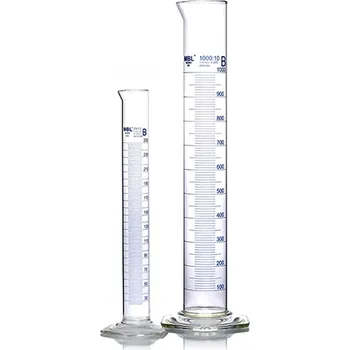 Válec odměrný vysoký třídy B (Objem (ml): 50, Dělení (ml): 1,0, Tolerance (ml): ±1,00, Průměr (mm): 25,0, Výška (mm): 200, Balení (ks): 1, Typ: MBL®modrá stupnice)