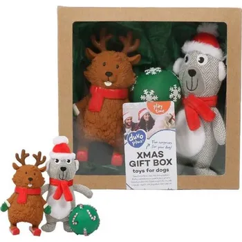 Hračka pro psa Hračka DUVO+ Vianočná darčeková krabička pre psa 3 hračky