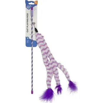 Hračka pro psa Hračka DUVO + tyč na hranie s premenlivými semišovými chvostíkmi a pierkami 44x8x3,5cm