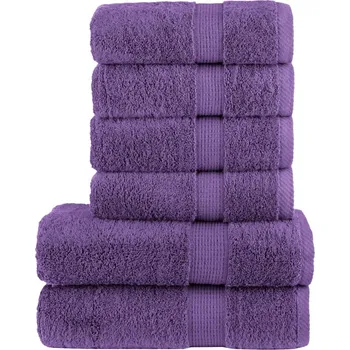 Utěrka vidaXL 6dílná sada ručníků Premium SOLUND fialová 600 g/m²