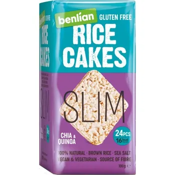 Příloha Rýžové chlebíčky RICE CAKES 100 g SLIM - CHIA & QUINOA - AKCE !!! SUPER CENA !!! - VÝPRODEJ !!! DMT: 4/2025 (rýžový chlebíček z hnědé rýže / benlian foods)