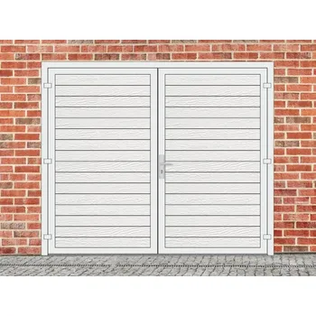 Garážová vrata Dvoukřídlá garážová vrata - ALIPLAST 65, na míru, bílá Otevírání: O levé ven, Šířka (zadejte nejbližší vyšší rozměr): 2800 mm, Výška (zadejte nejbližší vyšší rozměr): 2000 mm + příslušenství a montážní materiál zdarma