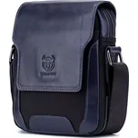 Bullcaptain pánská kožená messenger taška Rainier Modrá 4L