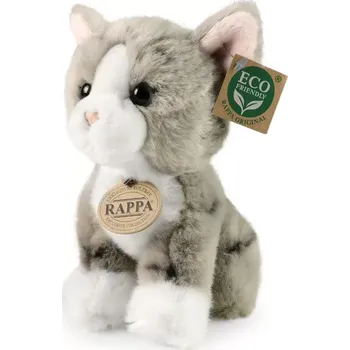 plyšák PLYŠOVÁ ŠEDÁ KOČKA SEDÍCÍ 18 CM (Plyšák, kočka jako živá)