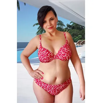 Dámské plavky Dámské dvoudílné plavky s vycpávkami a kosticí Naturana červené Barva: ČERVENÁ, Velikost: 44/XL, Velikost košíčků: C