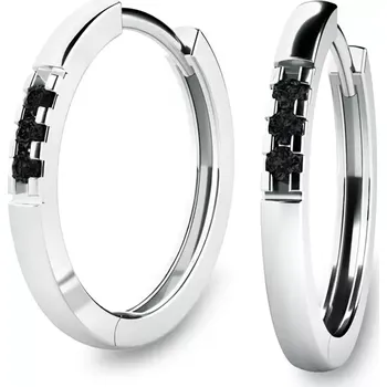 Náušnice Dámské náušnice bílé zlato 585/1000 přírodní diamant kruhy 10986-B-Black