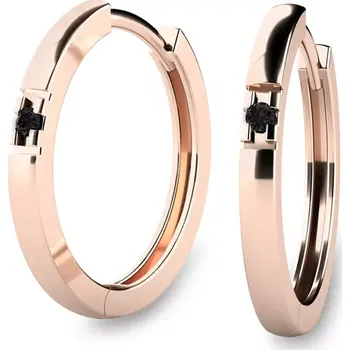 Náušnice Dámské náušnice růžové zlato 585/1000 přírodní diamant kruhy 10985-CV-Black