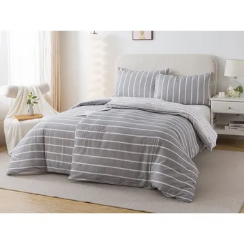 Povlečení XPOSE® Krepové povlečení KLAUDIE DUO - šedé/bílé 140x200 cm, 70x90 cm, Krep + Prodloužená možnost vrácení zboží do 50 dnů