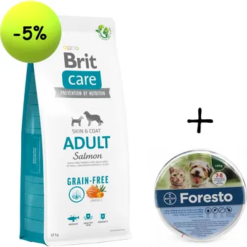 Krmivo pro psa BRIT CARE Grain-free Adult Salmon 12kg + Foresto obojek pro malé psy a kočky do 8 kg 38 cm