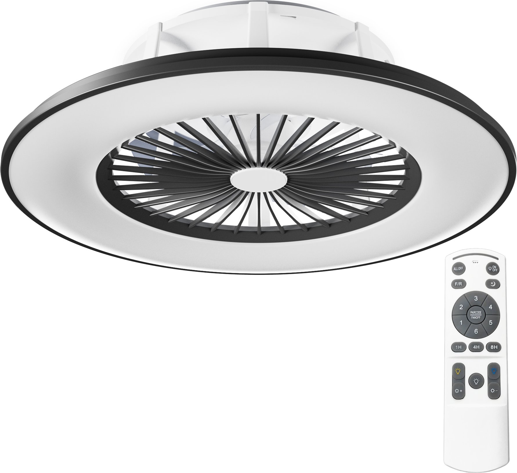 Noaton 11056BR Vega, černá, stropní ventilátor se světlem