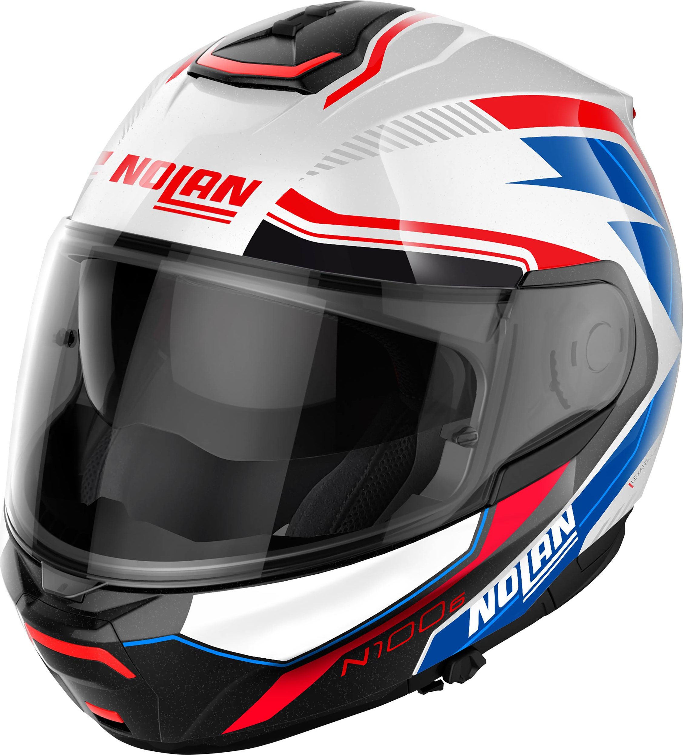 Moto helma Nolan N100-6 Surveyor Metal White/Blue N-COM 24 Modrá XL