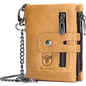 Peněženka Bullcaptain kožená peněženka s řetízkem Raitis Camel