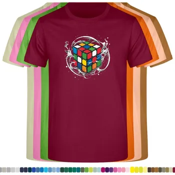 Pánské tričko panske-levne-bavlnene-tricko-digi-potisk-skladani-rubik-kostka Barva: Burgundy - vínová, velikost: XS