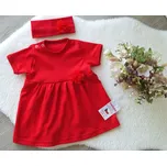 AMÁLKA Červené šaty krátký rukáv tylový květ + čelenka Velikost: 86