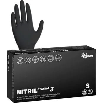 Espeon Nitrilové rukavice NITRIL STRONG3 100 ks, nepudrované, černé, 5.0 g L