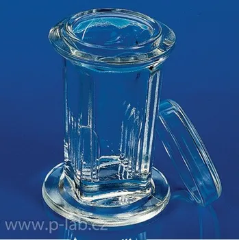 Nádobky barvicí skleněné (Popis: Nádobka typ Coplin, Délka (mm): Průměr 45, Šířka (mm): Průměr 45, Výška (mm): 110, Balení (ks): 1)