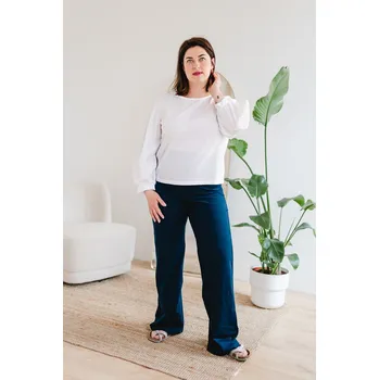 Dámské kalhoty Dámské bavlněné široké kalhoty LUX - modré - KALUXBUL