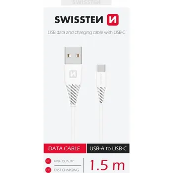 Datový kabel Datový kabel Swissten USB / USB-C bílý 1,5 m (7 mm) 71504400