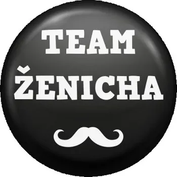 Placka team ženicha - černá, knírek