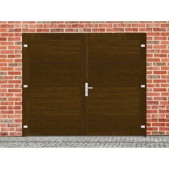 Garážová vrata ALIPLAST - Imperial 65 - Dvoukřídlá garážová vrata - hliník Ořech