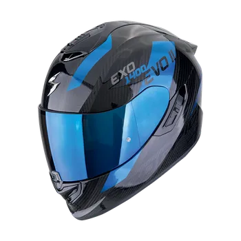 Helma na motorku Moto přilba SCORPION EXO-1400 EVO II CARBON AIR PLATTED černo/modrá S