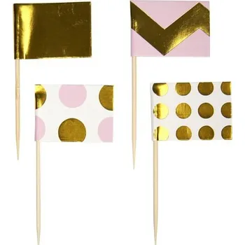 Party dekorace Neviti - Sada 20 dekorativních papírových párátek Růžová a zlatá - -