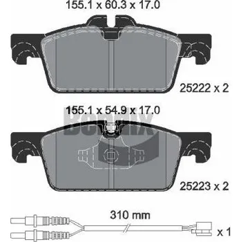 Brzdová destička Sada brzdových destiček, kotoučová brzda BENDIX Braking BPD1125