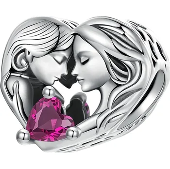 Přívěsek Přívěsek Charms Srdce Máma a Dcera Stříbro 925 Charms Přívěsky Trusky