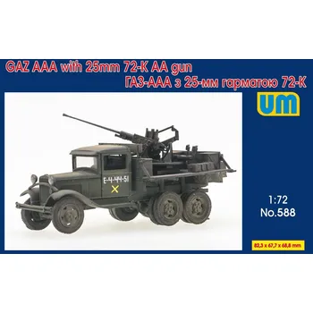 Plastikový model 1/72 Truck GAZ-AAA with 25mm 72-K AA gun