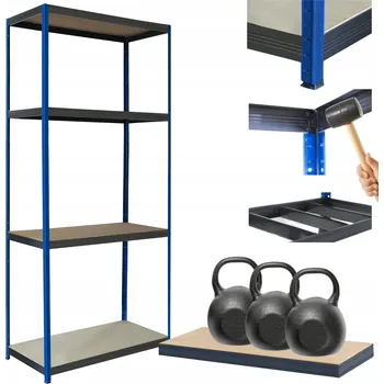 Dílenský regál Kovový regál do skladu, garáže, stojan HELIOS 180x75x35cm, 4 police, nosnost 350 kg