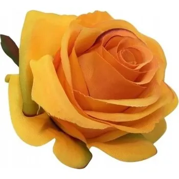 umělá květina UMĚLÉ KVĚTY Květinová hlavička Růže oranžová pro výrobu kytic a dekorace
